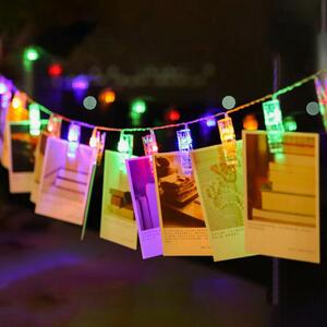 Catena decorata con mollete portafoto luminose a Led RGB 2 metri a batteria e autospegnimento Wisdom