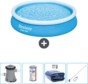 Piscina gonfiabile rotonda Bestway ad ambientazione rapida - 366 x 76 cm - blu - inclusa pompa - filtro - tenda - kit di pulizia