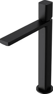 Doporro Miscelatore Monocomando Alto per Lavabo Bagno Senza Leva, Rubinetto con Flessibili Acqua Calda Fredda in Ottone Nero Opaco H 30,9 cm WAO-7901