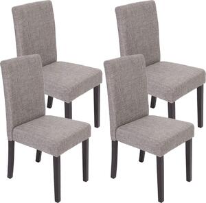 Set di 4 sedie da sala da pranzo Sedia da cucina Littau ~ tessile, grigio, gambe scure