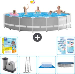 Piscina Intex Round Prism Frame - 548 x 122 cm - Grigio - inclusa pompa - scaletta - telo di fondo - pacchetto di manutenzione della copertura - filtro