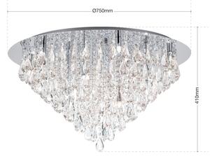 Orion DLU 2516/75-Plafoniera di cristallo CELESTE 12xG9/40W/230V diametro 75 cm cromo