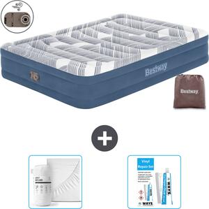 Materasso gonfiabile Bestway - 2 persone - 152 x 203 x 36 cm - Blu - Accessori inclusi
