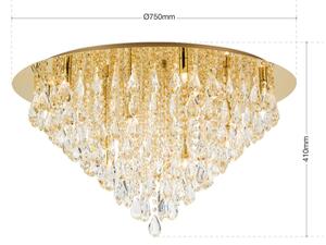Orion DLU 2516/75-Plafoniera di cristallo CELESTE 12xG9/40W/230V diametro 75 cm oro
