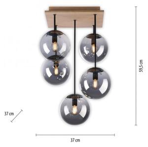 JUST LIGHT. 11395-79 - Lampadario a sospensione con supporto rigido WIDOW 5xE14/25W/230V quercia