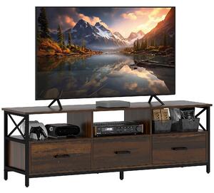 HOMCOM Mobile TV Industriale con 3 Cassetti e 3 Ripiani Aperti, in Legno e Acciaio, 147x40x50 cm, Nero e Marrone