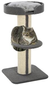 PawHut Tiragraffo gatto multi-attività albero per gatti 81cm con cuscino colonna in sisal Agnello cashmere grigio|Aosom