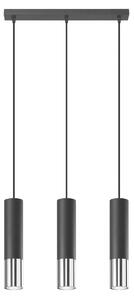 Lampada a sospensione LOOPEZ 3L nero/cromo 3xGU10 10W acciaio 90x6x45cm Sollux Lighting
