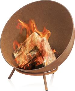 BBQ-Toro ciotola per fuoco Ø 60 cm, effetto ruggine, pozzo per fuoco da esterno inclinabile con 3 gambe, palla di fuoco 3 in 1