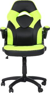 Sedia da ufficio HWC-K13, sedia da gioco girevole, ergonomica, bracciolo regolabile, Pelle finta ~ nero-verde