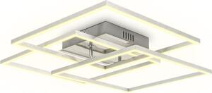 B.K.Licht Plafoniera LED da 40W, 2 cornici orientabili, luce calda 3000K, lampada da soffitto per ufficio Frame, colore cromato-alluminio spazzolato
