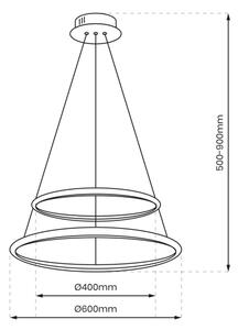 Lampadario LED a cavo ROTONDA LED/51W/230V cromo lucido