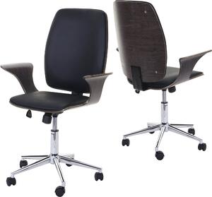 Sedia da ufficio HWC-C54, sedia girevole direzionale, similpelle bentwood ~ grigio, rivestimento nero