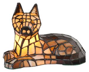 Clayre & Eef Lampada da tavolo Tiffany Dog 25x13x17 cm Vetro marrone