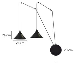 Lampadario a sospensione con filo ABRAMO 2xE27/15W/230V nero