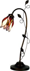 Clayre & Eef Lampada da scrivania Banker Tiffany 34x24x72 cm Beige Brown Glass Tulips