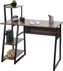 Scrivania con scaffale MCW-K68, tavolo per laptop, tavolo da ufficio, tavolo da lavoro, MVG 100x50 cm, metallo MDF ~ marrone