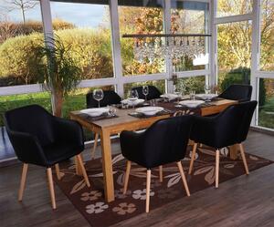 Set di 6 sedie per sala da pranzo Malmö T381, sedia da cucina, design retrò anni '50 ~ Similcuoio, nero, gambe chiare