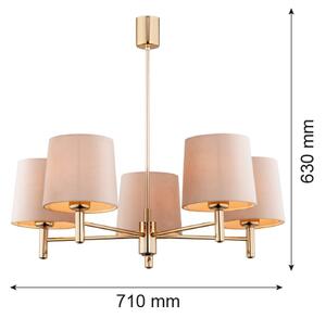 Brilagi - Lampadario a stelo MONTE 5xE27/15W/230V beige/oro