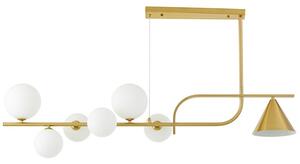 Lampadario moderno 6 sfere bianco e ottone AMADEO W7