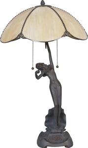 Clayre & Eef Lampada da tavolo Tiffany Ø 41x70 cm Vetro beige marrone
