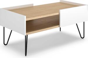 Tavolino in rovere chiaro e bianco, 100 x 53 x 45