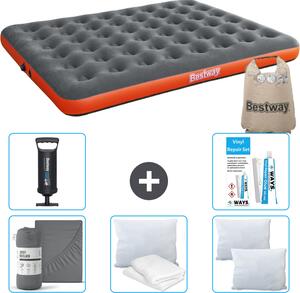 Materasso gonfiabile Bestway - 2 persone - 152 x 203 x 22 cm - grigio/arancio - accessori inclusi