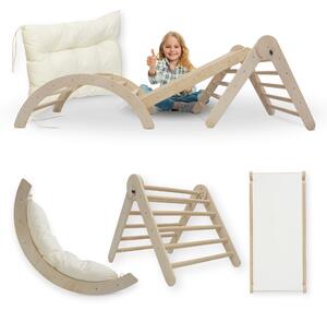 MAMOI® struttura per arrampicata triangolo interno 4 in 1 SET. Arco di arrampicata Montessori con tappetini, parco giochi indoor 1-3 anni e scivolo per bambini