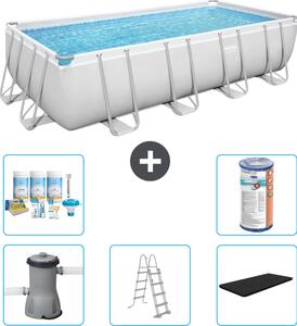 Piscina rettangolare Bestway Power Steel - 488 x 244 x 122 - Grigio, compresa pompa - scala - copertura pacchetto manutenzione - filtro