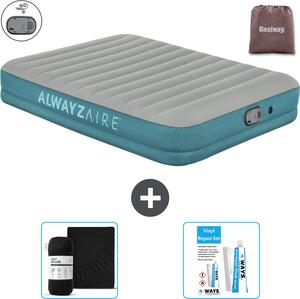 Materasso gonfiabile Bestway Alwayszair - 2 persone -152 x 203 x 36 cm - Grigio/Blu - Accessori inclusi