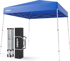 Gazebo pieghevole Wiltec 250 x 250 x 270 cm blu impermeabile, gazebo con chiusura centralizzata, gazebo da giardino con gambe regolabili, gazebo da festa per festival