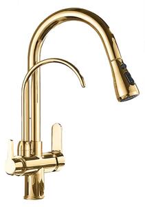 Rubinetto cucina retrò GOLD LAUFERI filtro a tre vie MILENE