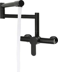 Rubinetto da cucina - Montaggio a parete Miscelatore monocomando - Ruotabile a 360° - Ottone - Per lavello - Dimensione L - Nero