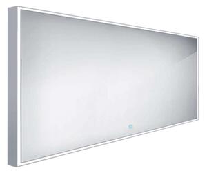 Nimco Specchi - Specchio in cornice con illuminazione LED, 1400x700 mm, sensore a sfioramento, alluminio ZP 13008V
