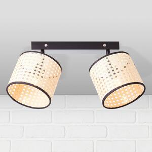 Brilliant Spot soffitto Wiley, 2 luci con rattan