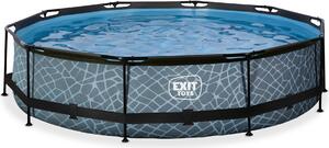Piscina fuori terra EXIT Stone con telaio, ø360, con pompa di filtraggio, rotonda, grigia