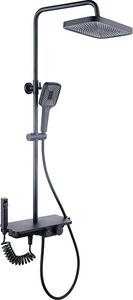Set doccia a pioggia - 30 cm - nero - rubinetto termostatico, doccetta e soffione