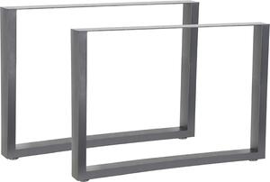 Set di 2 pattini per tavolo in acciaio 100×72 cm grigio, stile industriale, protezioni per il pavimento