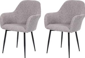 Set di 2 sedie per sala da pranzo HWC-F18, sedia da cucina, design retrò ~ tessuto/tessuto grigio, gambe nere