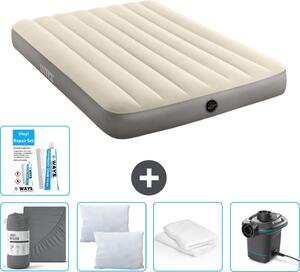 Letto ad aria Intex - Letto matrimoniale - 137 x 191 x 25 cm - Beige - Consegna inclusa Lenzuolo di ricambio - Bacio - Pompa - Set di riparazione e protezione del cuscino