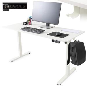 AREBOS scrivania regolabile elettricamente in altezza 120x60 cm | funzione memoria, bianco