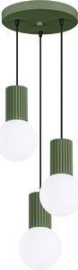 Lampada a sospensione HALO 3P verde oliva 3xG9 8W alluminio/vetro 125x25x25cm Sollux Lighting