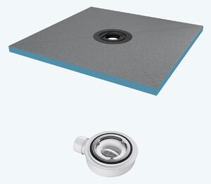Doporro Piatto Doccia 100x120x4 cm da Piastrellare in Polistirene Rigido XPS Tagliabile, con Piletta di Scarico 35L/min, Pronto per Bagno Moderno
