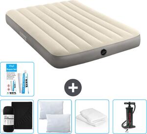 Letto ad aria Intex - Letto matrimoniale - 137 x 191 x 25 cm - Beige - Consegna inclusa Lenzuolo di ricambio - Bacio - Pompa - Set di riparazione e protezione del cuscino