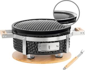 BBQ-Toro griglia da tavolo in Vetroceramica rotonda, Ø 29,5 cm, griglia giapponese con base in legno, griglia Hibachi