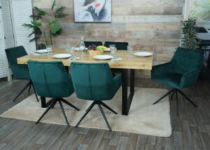 Set di 6 sedie da pranzo HWC-L91, sedia da cucina bracciolo girevole posizione automatica tessuto MVG ~ verde