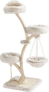 Tiragraffi di design Fudajo con lettino appeso, tiragraffi per gatti 59 x 59 x 169 cm, albero per gatti fino a 15 kg con sisal e peluche, mobili per gatti a 3 livelli