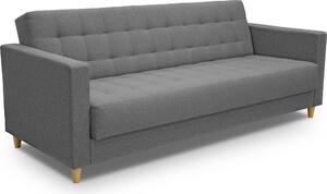 3xDivano angolare living MALORY X - divano letto moderno con funzione letto e rete, in grigio, gambe in legno, larghezza 200 cm, 6 varianti di colore
