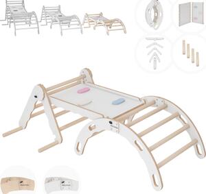 Set di arrampicata per interni, triangolo di arrampicata in legno con scivolo, arco di arrampicata, arrampicata per bambini, altalena arcobaleno con scivolo, arco da gioco in legno