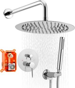 Set doccia - cromato argento con soffione a pioggia rotondo da 254 mm